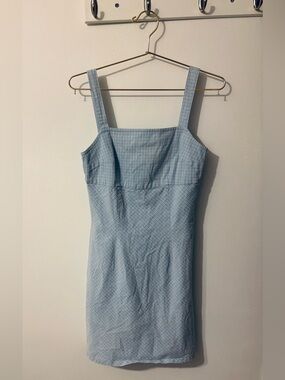 Historia Gingham Blue Cottagecore Mini Dress Small